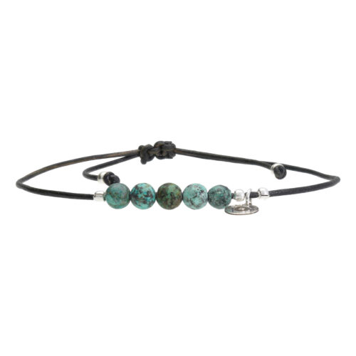 Enkelbandje Bohemian Green – Afrikaanse Turquoise – Leer