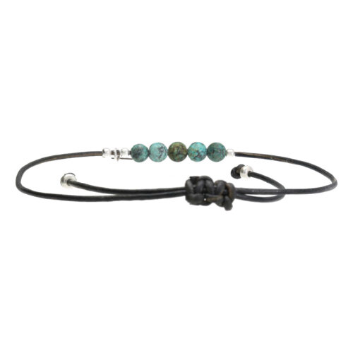 Enkelbandje Bohemian Green – Afrikaanse Turquoise – Leer