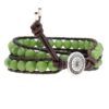 Wikkelarmband Classic B8 groene Canadese Jade Vintage bruin leer-1-def