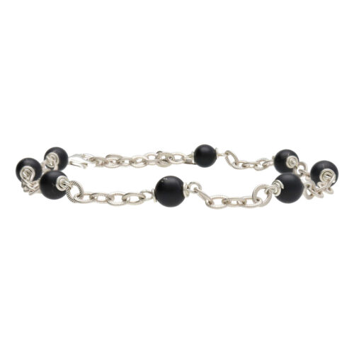 Enkelbandje Wrap Wire B6 – mat Onyx – Sterling Zilver