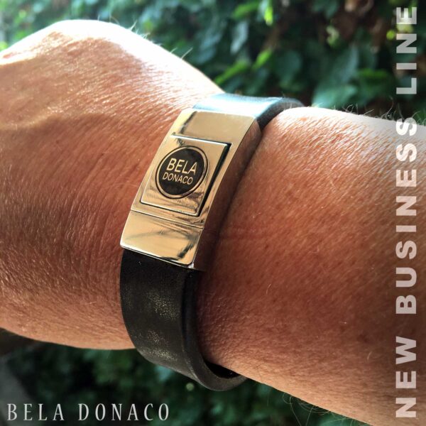 Armband Business line W20 – RVS – Vintage leder