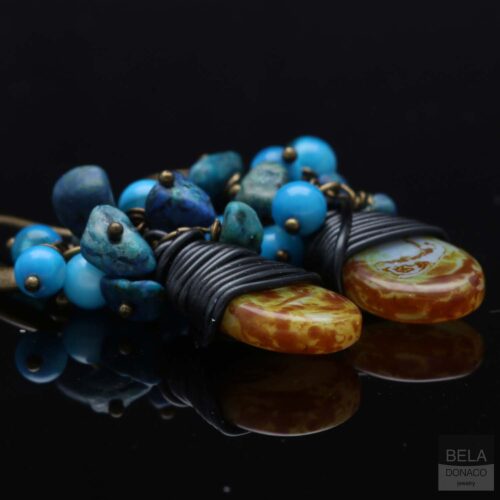 Oorbellen Bohemian – Tsjechisch glas druppel – Chrysocolla – Parelmoer