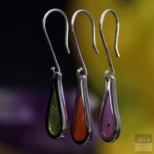 Oorbellen Resin art collection – Sterling Zilver – Amethist paars