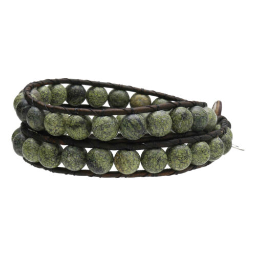 Wikkelarmband Classic B8 – Serpetijn – Army green Leder