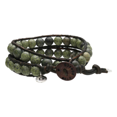 Wikkelarmband Classic B8 – Serpetijn – Army green Leder