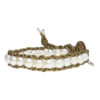 Armband Classic B8 - witte Parels - brons gecoated vintage Leer-2