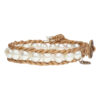 Armband Classic B8 - witte Parels - rose goud gecoated vintage Leer-6