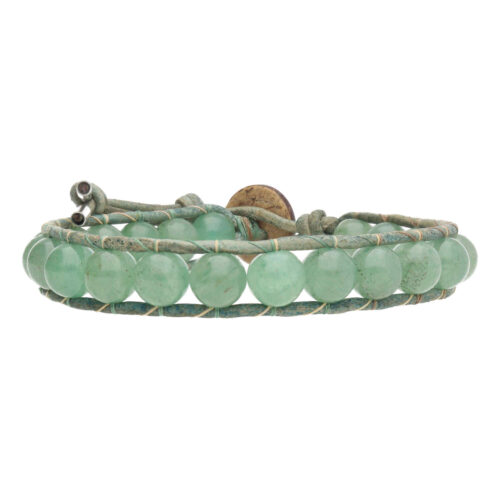 Armband Classic B8 – groen – Aventurijn – Leer