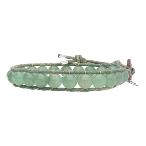 Armband Classic B8 – groen – Aventurijn – Leer