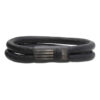 Armband Business line W12 - Blackplate RVS - Zwart leder-3