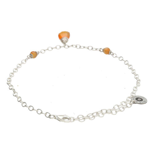Enkelbandje Wrap Wire D8 – Carneool – Facet geslepen druppel – Sterling Zilver