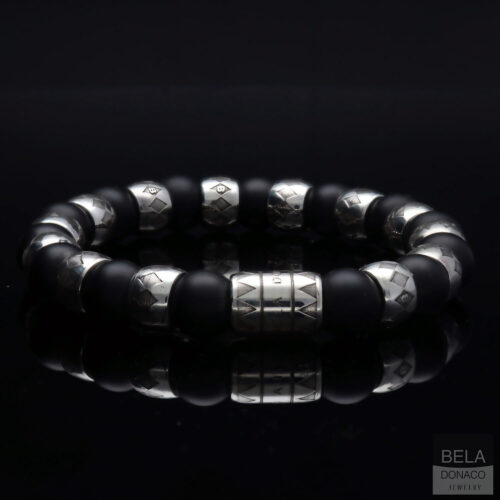 Armband Luxury Supreme B10 – Zwarte mat Onyx – Geoxideerd Sterling Zilver