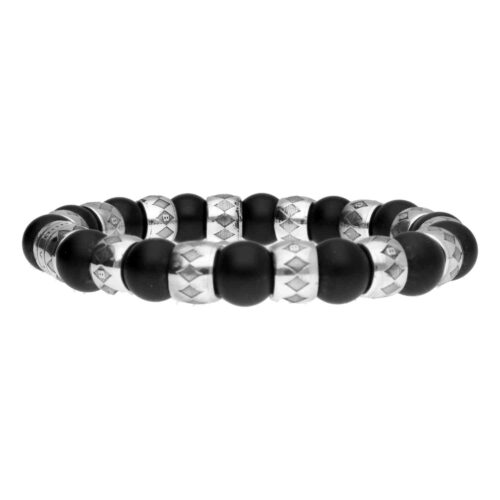 Armband Luxury Supreme B10 – Zwarte mat Onyx – Geoxideerd Sterling Zilver