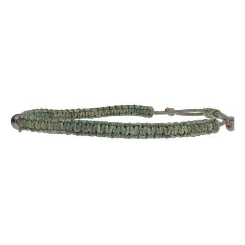 Heren enkelband Classic B8 – Zwarte Parel – groen vintage leder macrame