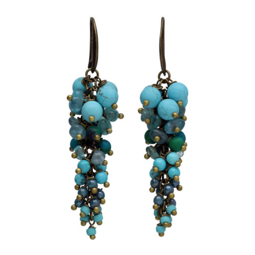 Oorbellen Wrap Wire – Turquoise – Apatiet – Chrysocolla – Brons