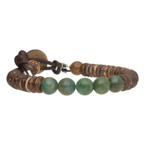 Armband Basic B8 – Bohemian – Afrikaanse Jade – Leer