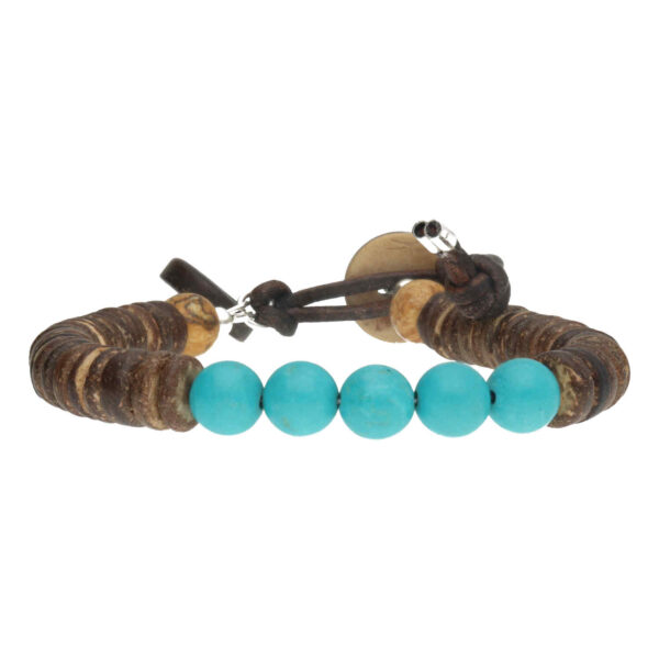 Armband Basic B8 - Bohemian - Turquoise - Kokos - Leer