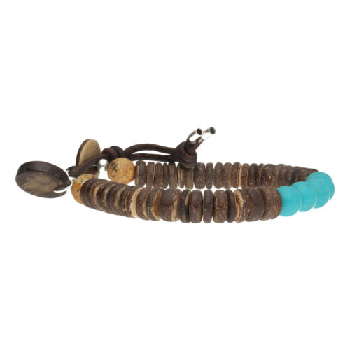 Armband Basic B8 – Bohemian – Turquoise – Kokos – Leer