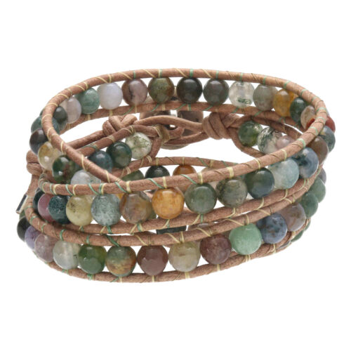 Wikkelarmband Classic B6 – Indiase Facet Agaat – Sterling Zilver