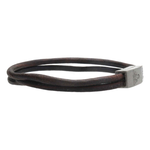 Armband Business line W7 – Buddha – RVS – vintage bruin leder