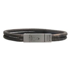 Armband Business line W7 - Buddha - RVS - vintage zwart leder