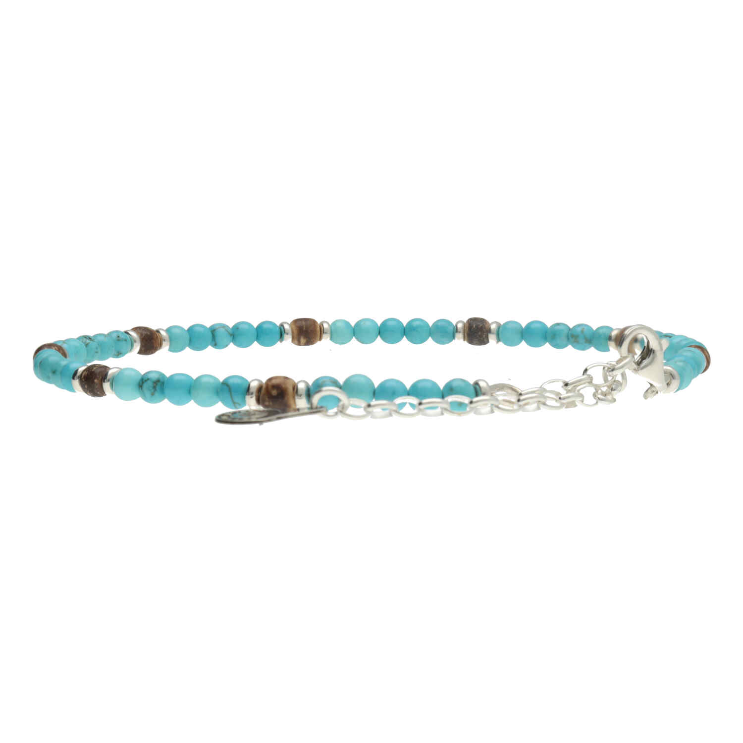 Enkelbandje Bohemian B4 - Turquoise - Sterling Zilver