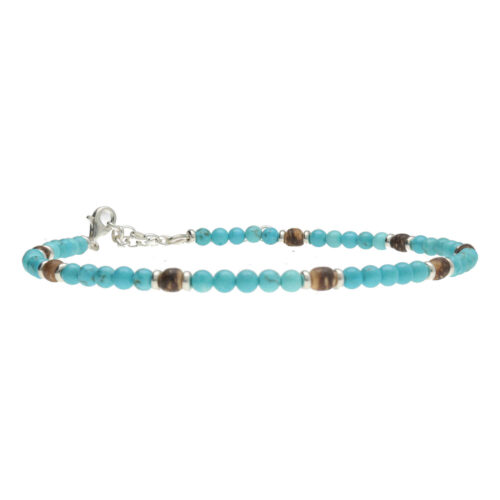 Enkelbandje Bohemian B4 – Turquoise – Sterling Zilver