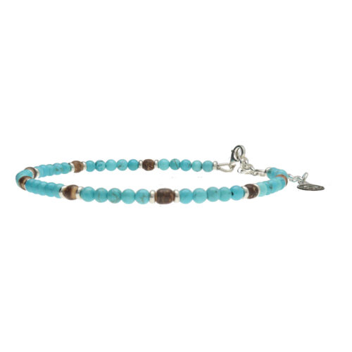 Enkelbandje Bohemian B4 – Turquoise – Sterling Zilver