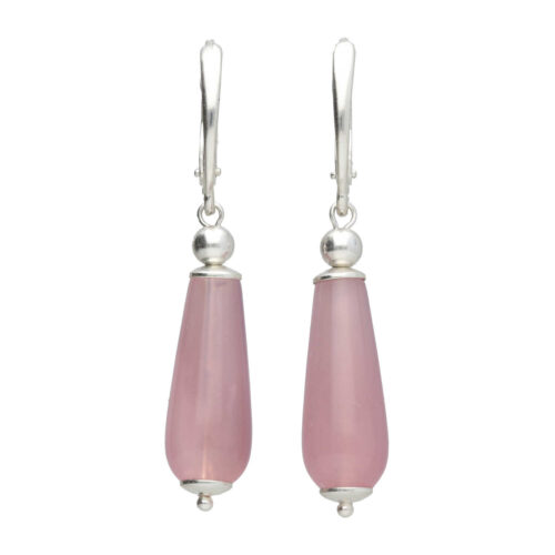 Oorbellen Classic – roze Chalcedoon – Sterling Zilver