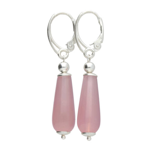 Oorbellen Classic – roze Chalcedoon – Sterling Zilver