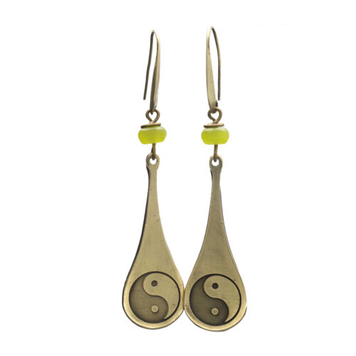 Oorbellen Minimalisme  – Spiritual – Yin Yang – Peridot – Messing