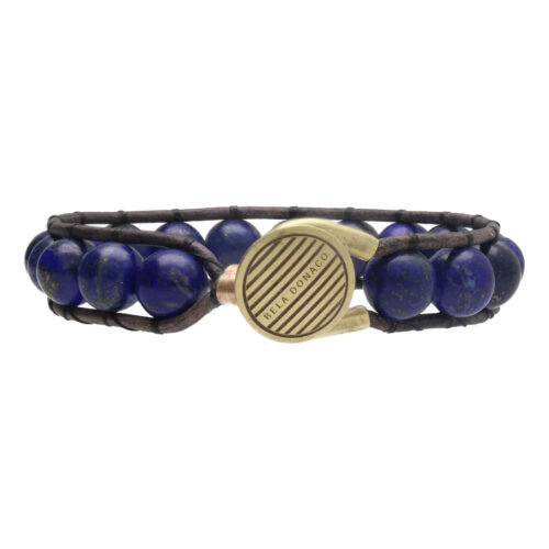 Armband Classic B10 – Lapis Lazuli – blauw vintage leer – Messing