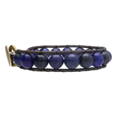 Armband Classic B10 – Lapis Lazuli – blauw vintage leer – Messing