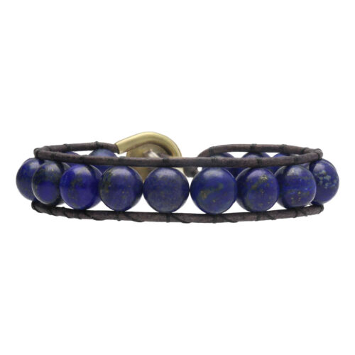 Armband Classic B10 – Lapis Lazuli – blauw vintage leer – Messing