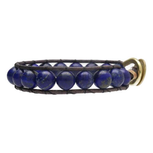 Armband Classic B10 – Lapis Lazuli – blauw vintage leer – Messing