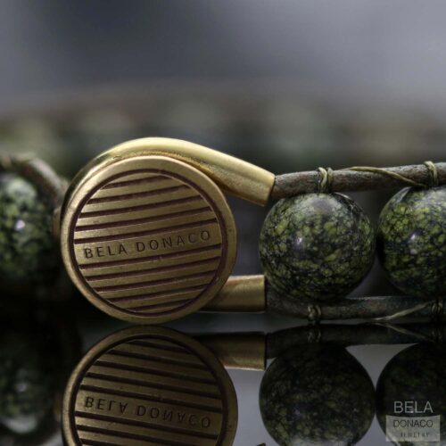 Armband Classic B10 – Serpentijn – groen vintage leer – Messing
