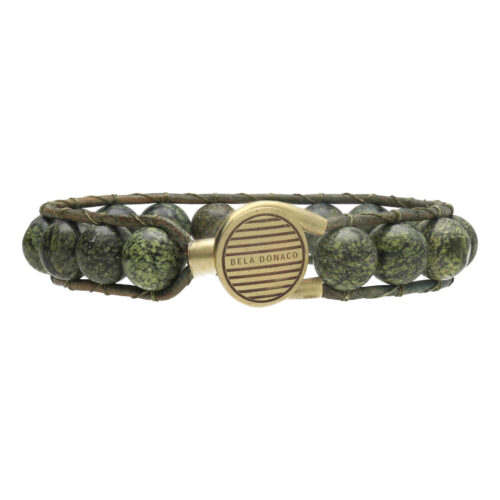 Armband Classic B10 – Serpentijn – groen vintage leer – Messing