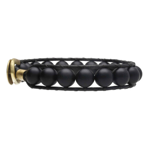 Armband Classic B10 – mat Onyx – zwart leer – Messing
