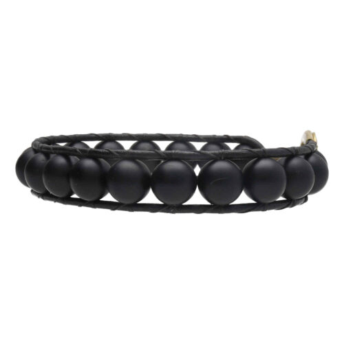 Armband Classic B10 – mat Onyx – zwart leer – Messing