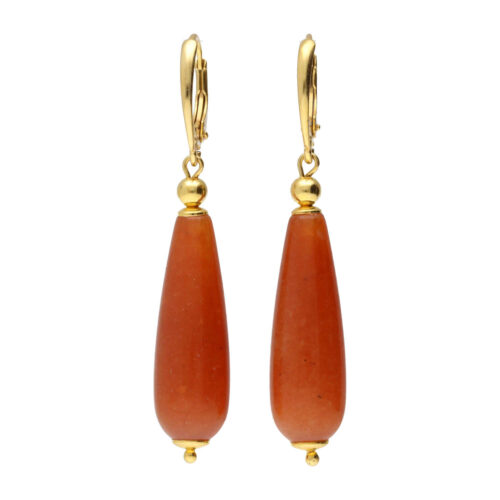Oorbellen Classic – Rode Aventurijn – 24K Verguld Sterling Zilver