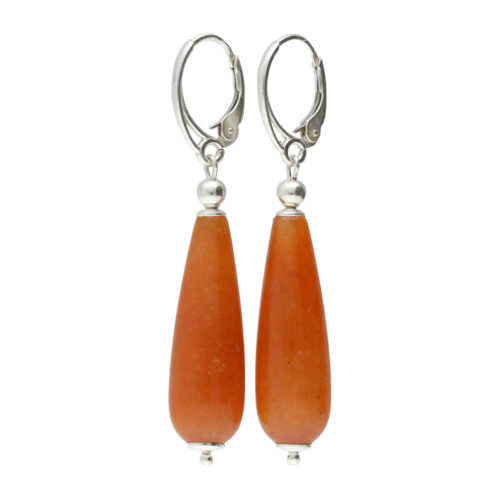 Oorbellen Classic – Rode Aventurijn – Sterling Zilver