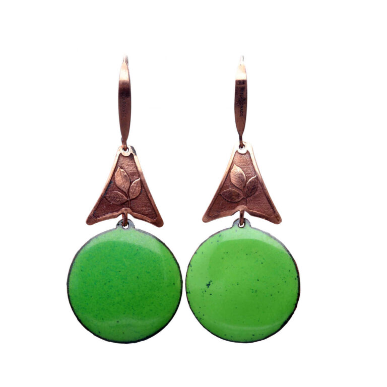 Oorbellen Enamel - Bohemian - Groen - Koper-4