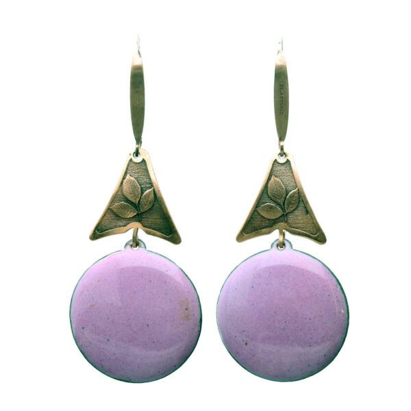Oorbellen Enamel - Glas Emaille - Bohemian - Lila - Koper