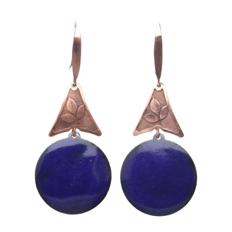 Oorbellen Enamel - Bohemian - Nacht Blauw - Koper-4