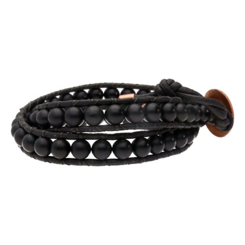 Wikkelarmband Classic B6 – Glas Emaille – Zwarte Onyx