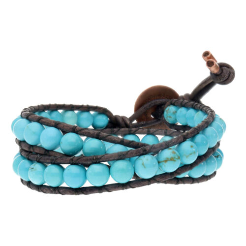 Wikkelarmband Bohemian B6 – Glas Emaille – Turquoise