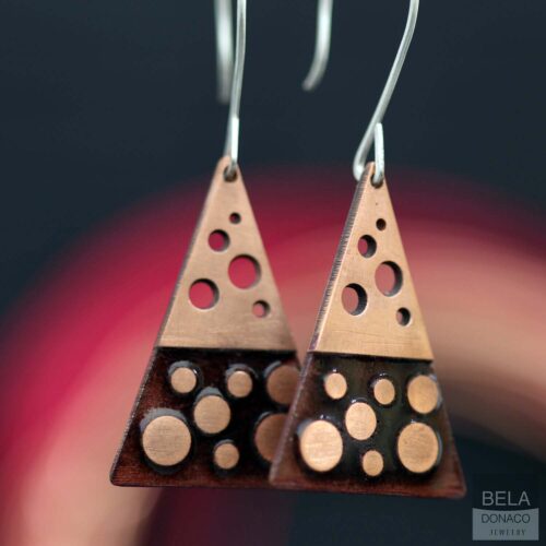Oorbellen Enamel – Glas Emaille – Sterling Zilver – Transparant Bruin