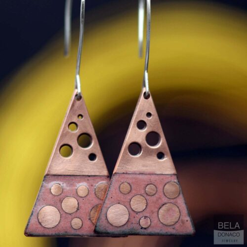 Oorbellen Enamel – Glas Emaille – Sterling Zilver – Zalm Roze