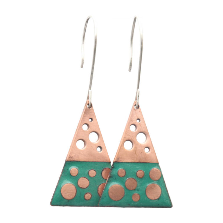 Oorbellen - Glas Emaille - Groen Turquoise - Koper-6