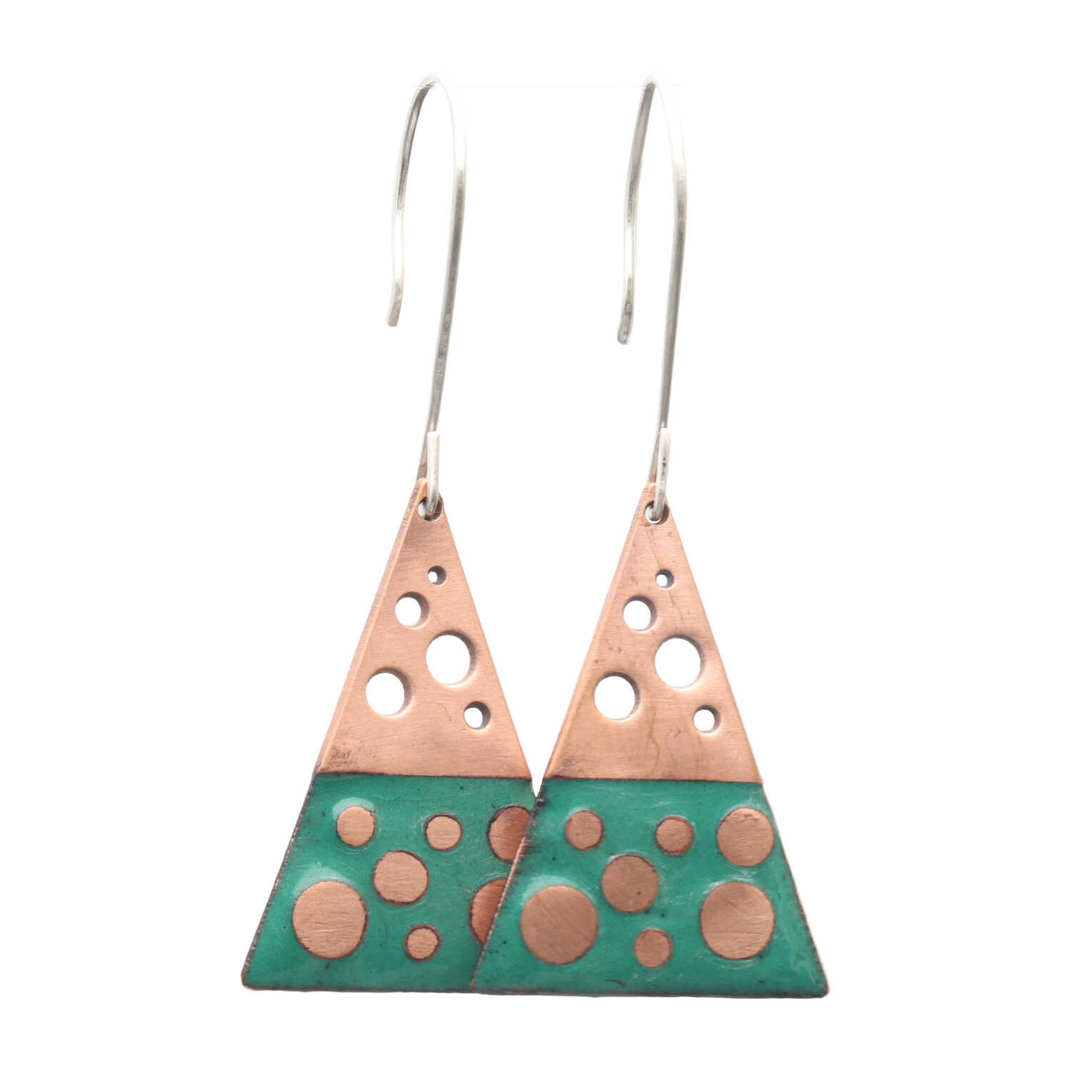Oorbellen - Glas Emaille - Groen Turquoise - Koper-6